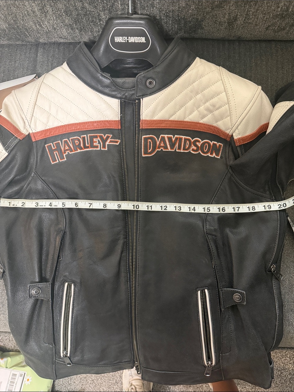 Harley-Davidson Black, Cream & Orange Racing Leather Jacket - Picture 10 of 10